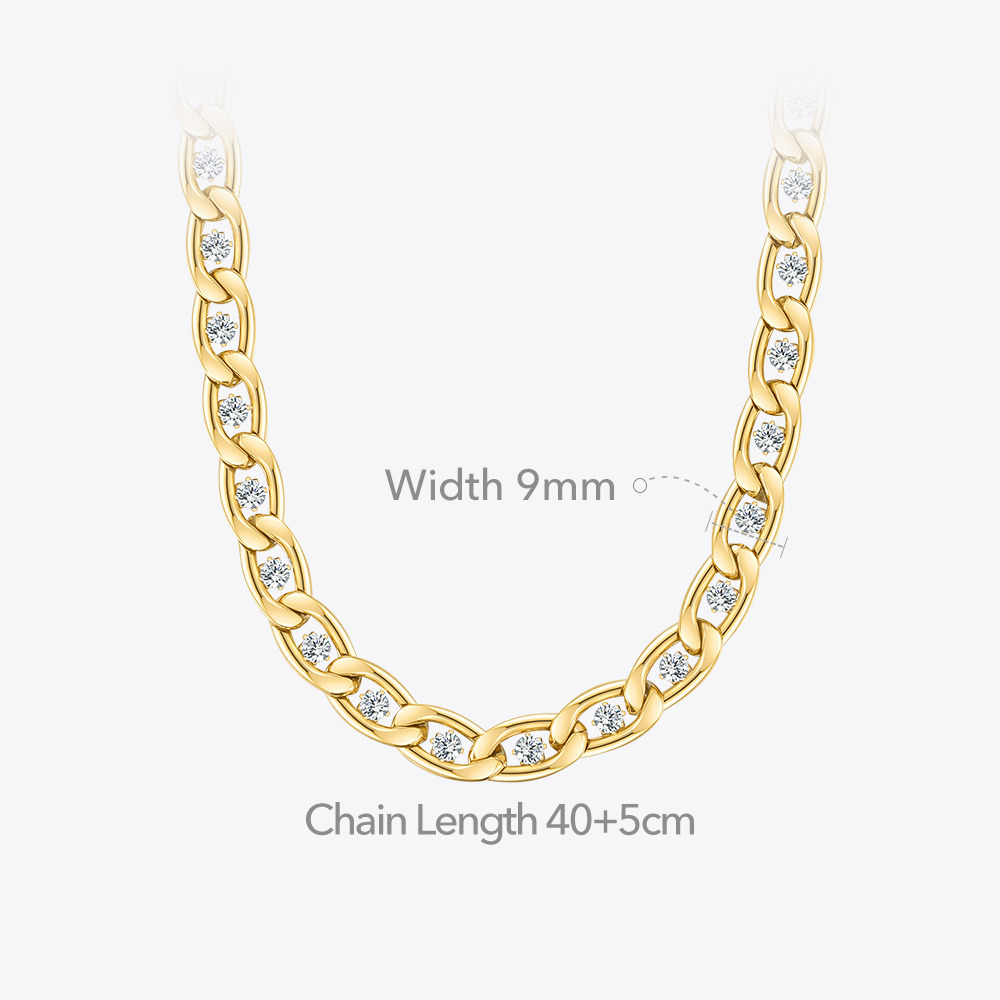 Golden Link Necklace with Crystal Embellishments