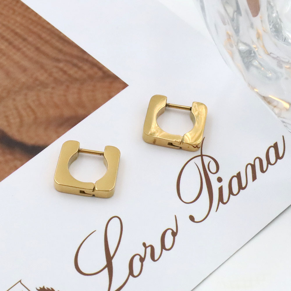 Modern Geometric Gold Huggie Earrings