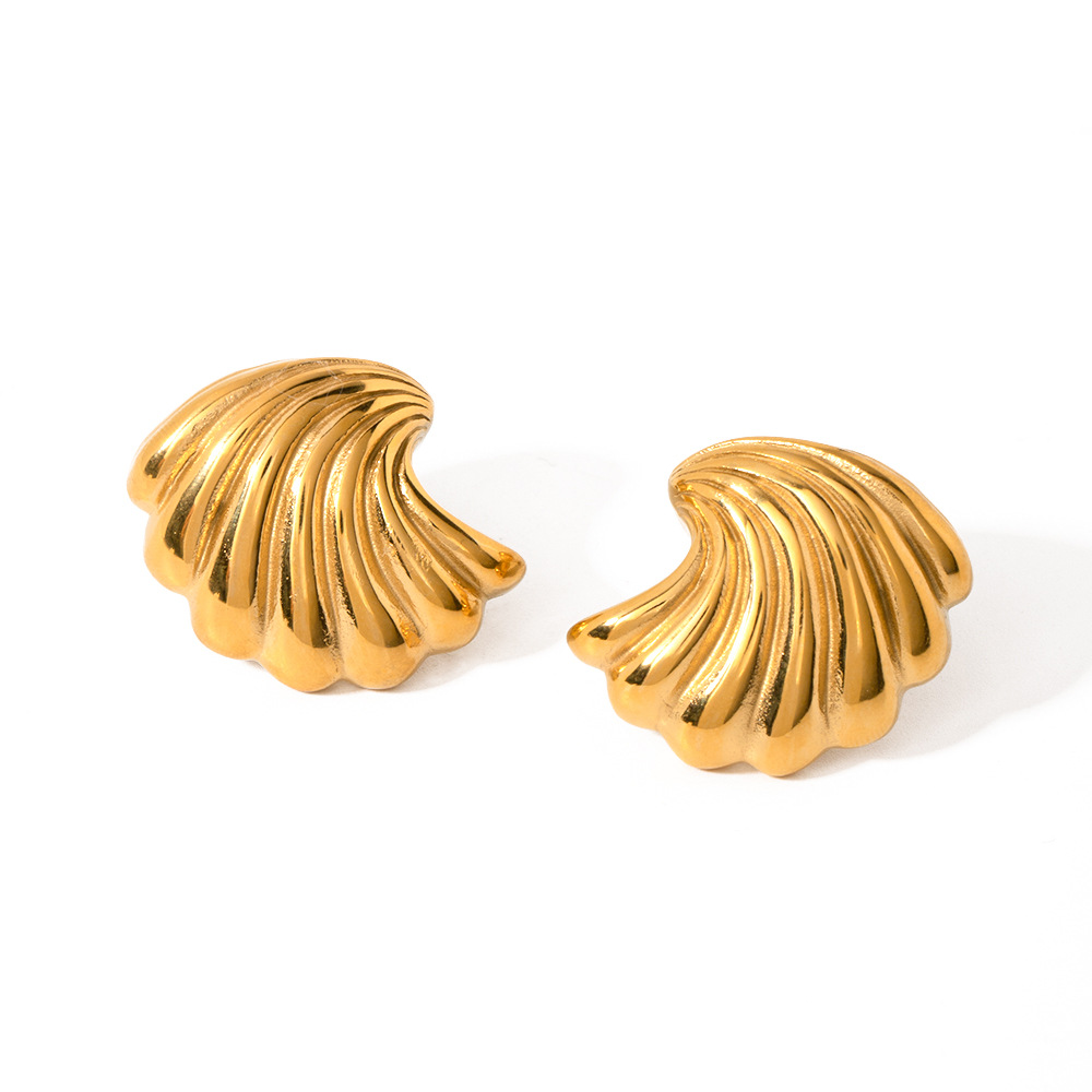 Golden Conch Shell Earrings