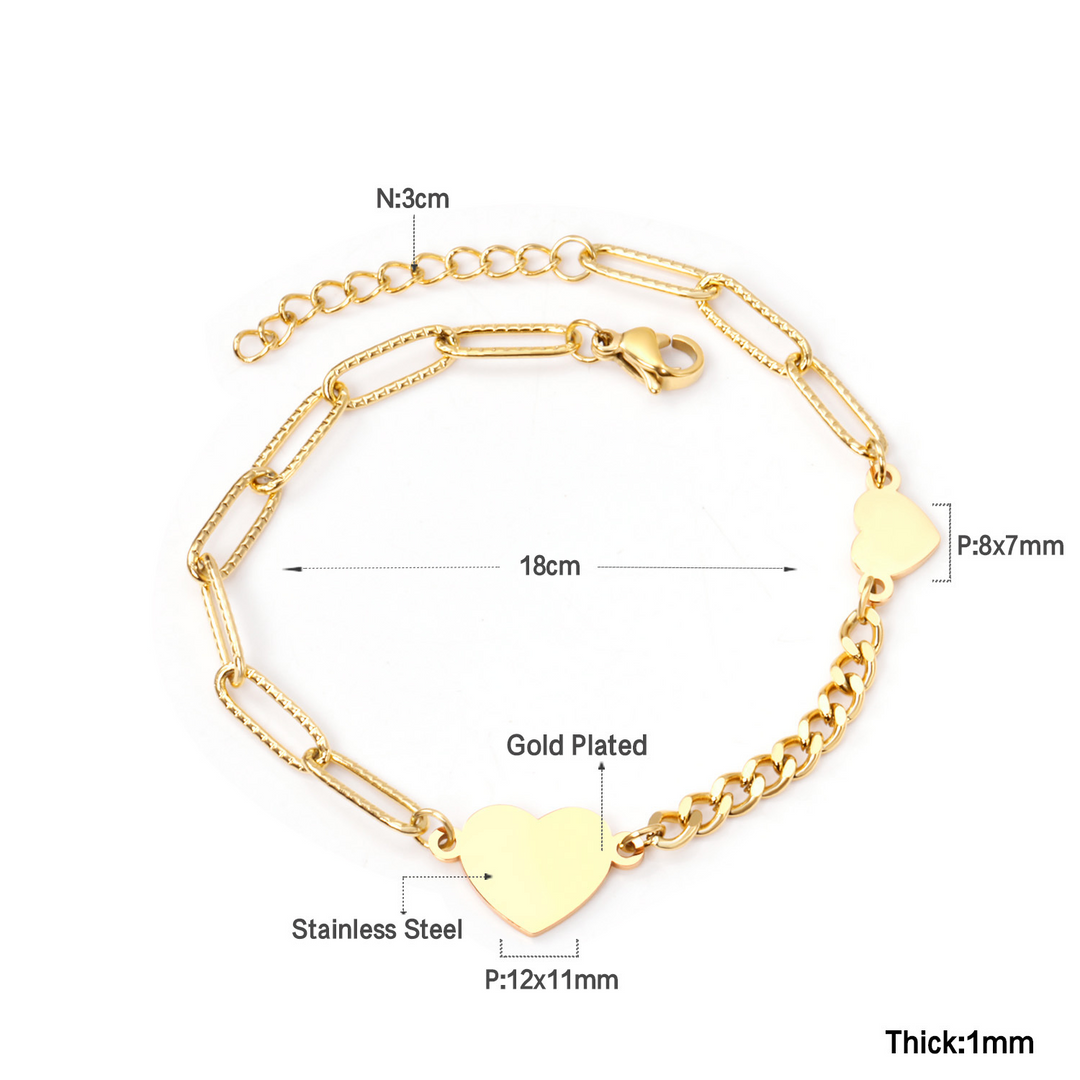 Golden Affection Heart Chain Bracelet