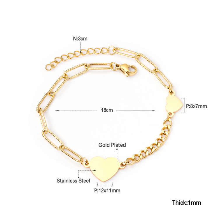 Golden Affection Heart Chain Bracelet