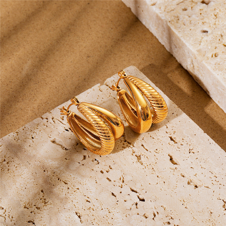 Golden Geometric Loop Earrings