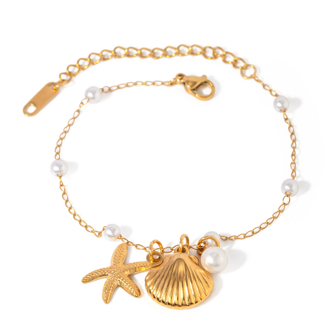 Seaside Elegance Bracelet with Pearls and Charms