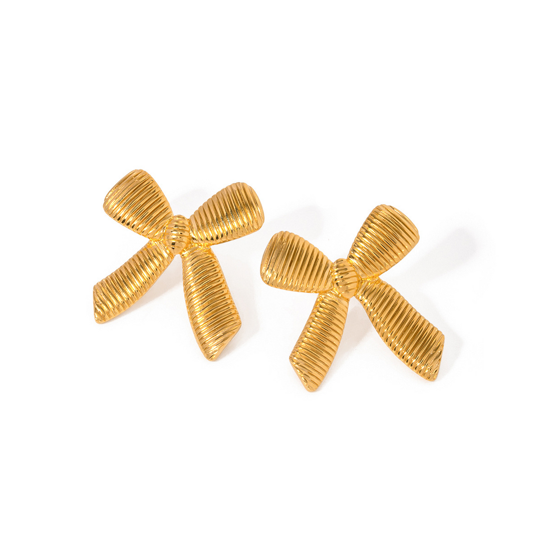 Golden Ribbon Bow Earrings