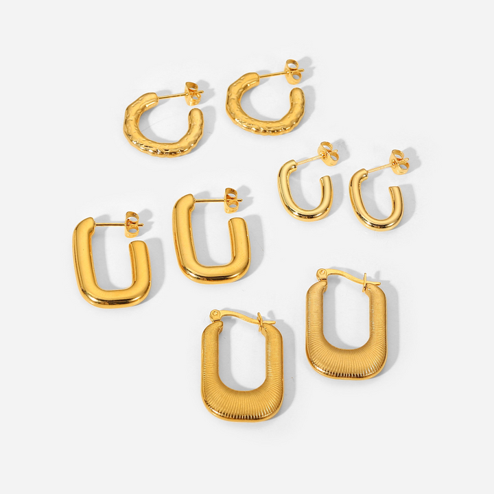 Colección Golden U - Juego de aretes de aro variados