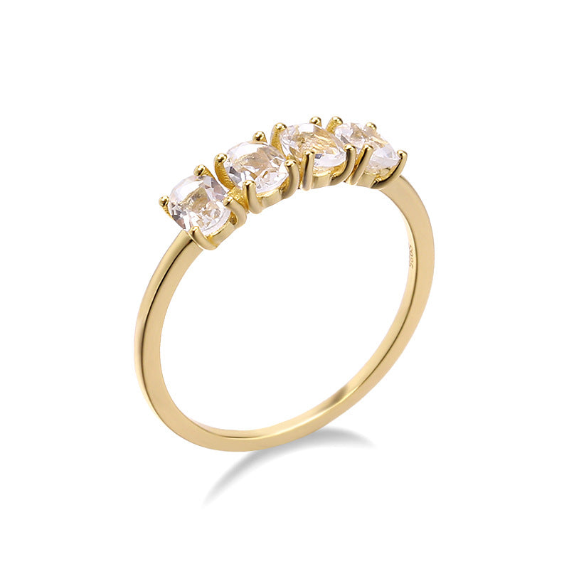 Golden Elegance: Cushion-Cut Stone Ring