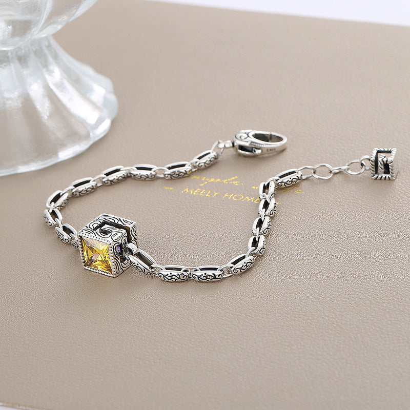 Golden Yellow Gemstone Silver Bracelet