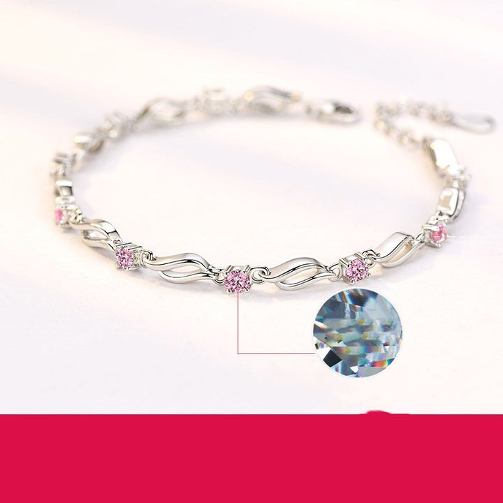 Sterling Silver Bracelet with Cubic Zirconia Accents