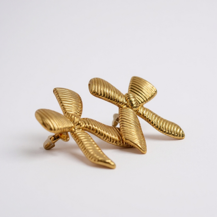 Pendientes de lazo dorado – Acero inoxidable
