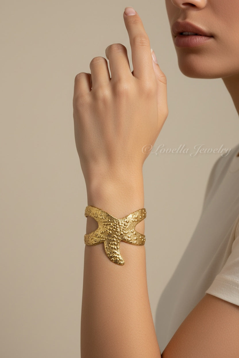 Starfish Gold Cuff Bracelet