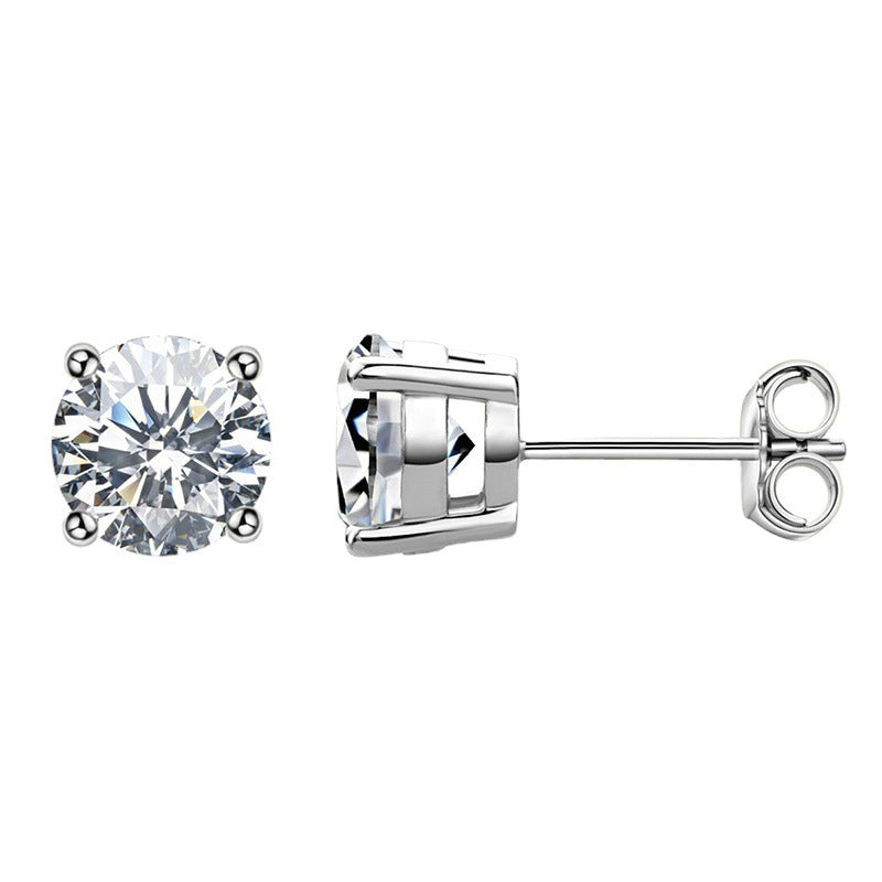 Stud Earrings Sterling Silver 18 Gold Moissanite