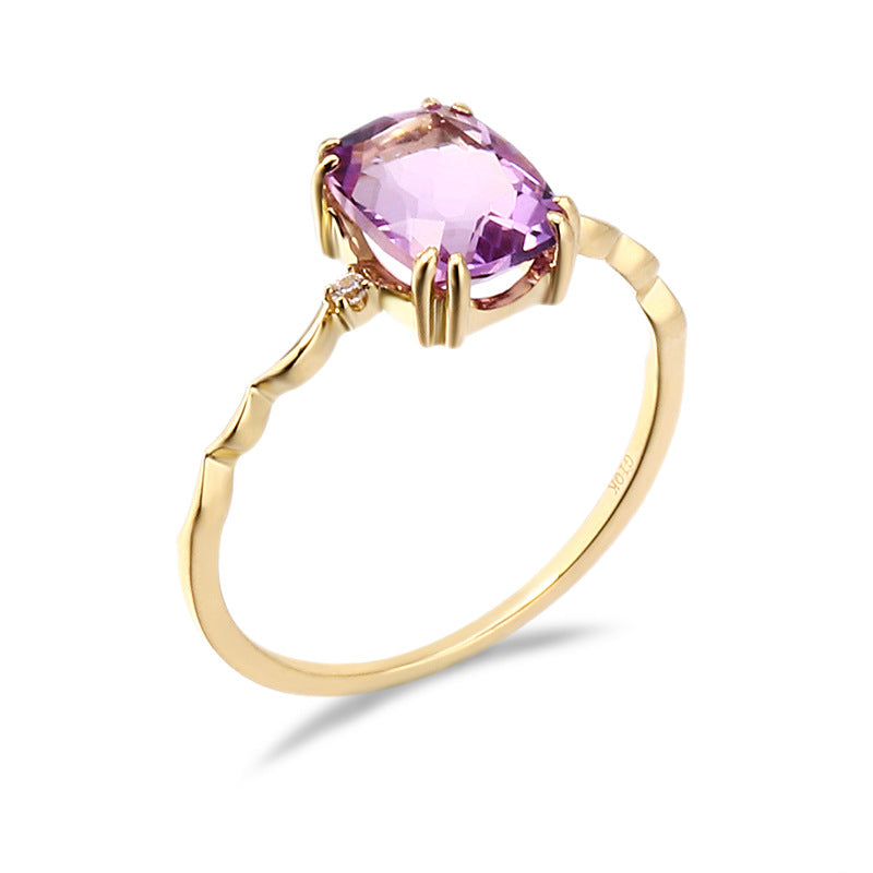 Radiant Amethyst Ring with 10K Gold Plating over 925 Sterling Silver