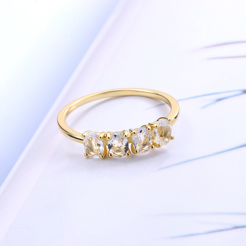 Golden Elegance: Cushion-Cut Stone Ring