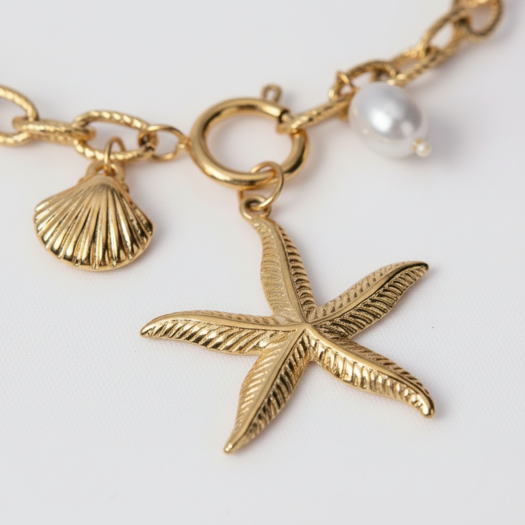 Golden Starfish Stainless Steel Anklet
