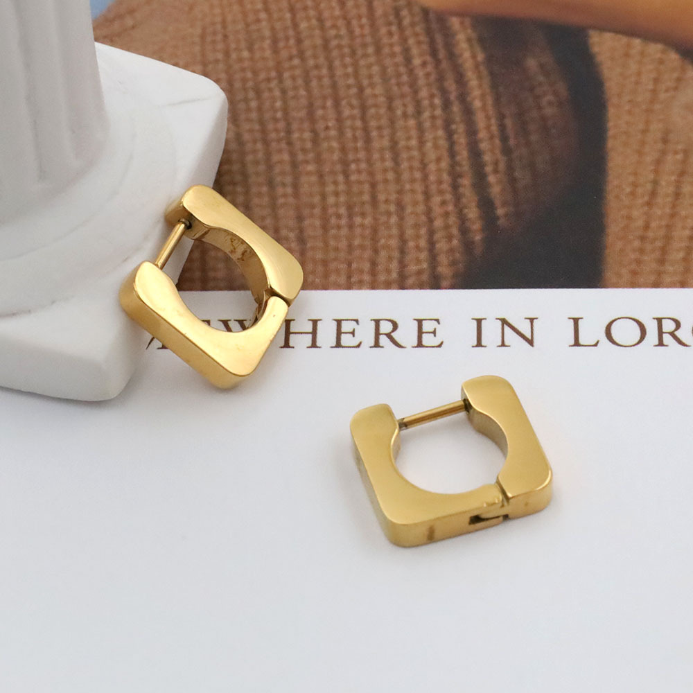 Modern Geometric Gold Huggie Earrings