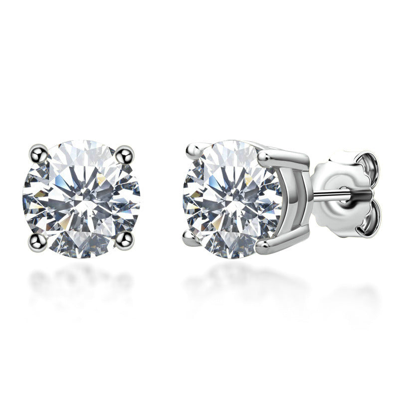 Stud Earrings Sterling Silver 18 Gold Moissanite