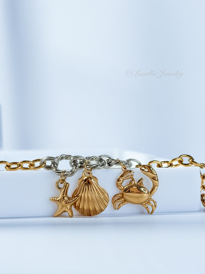Sea Charms Bracelet – Gold Stainless Steel
