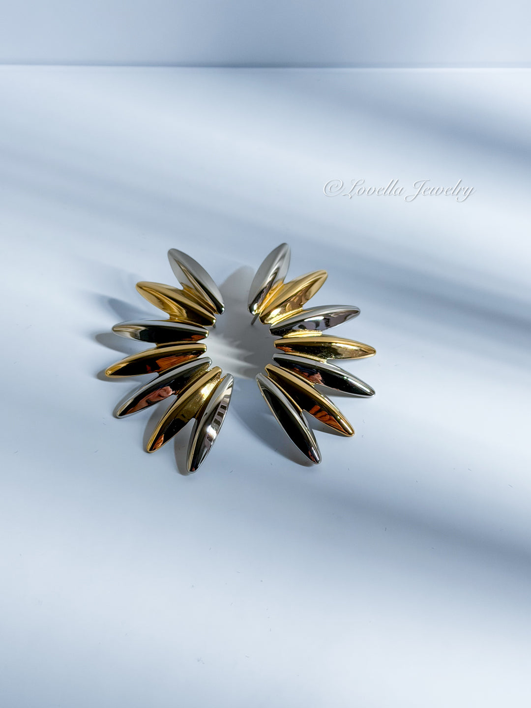 Dual-Tone Radiant Stainless Steel Earrings