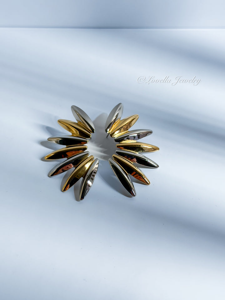 Dual-Tone Radiant Stainless Steel Earrings