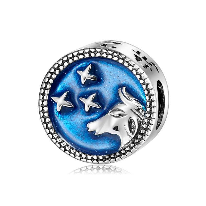 Zodiac Whispers: Celestial Sterling Silver Charm Collection with Enamel Finish