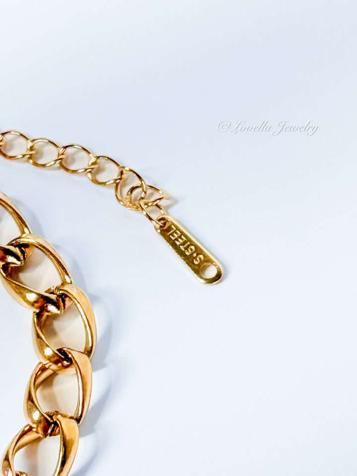 Gold Heart Charm Link Bracelet