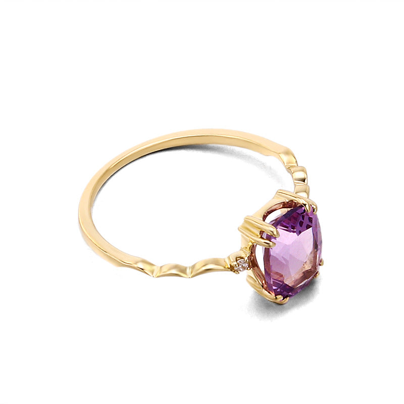 Radiant Amethyst Ring with 10K Gold Plating over 925 Sterling Silver