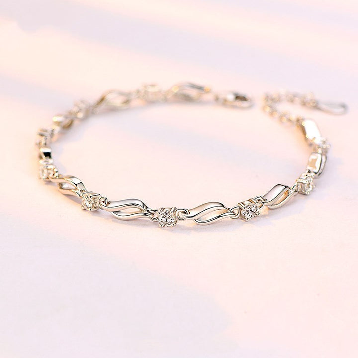 Sterling Silver Bracelet with Cubic Zirconia Accents