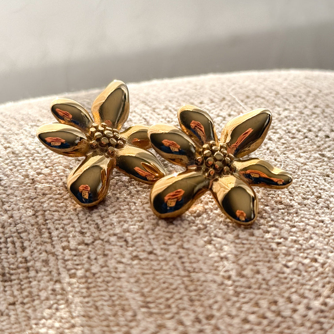 Bold Floral Stainless Steel Earrings