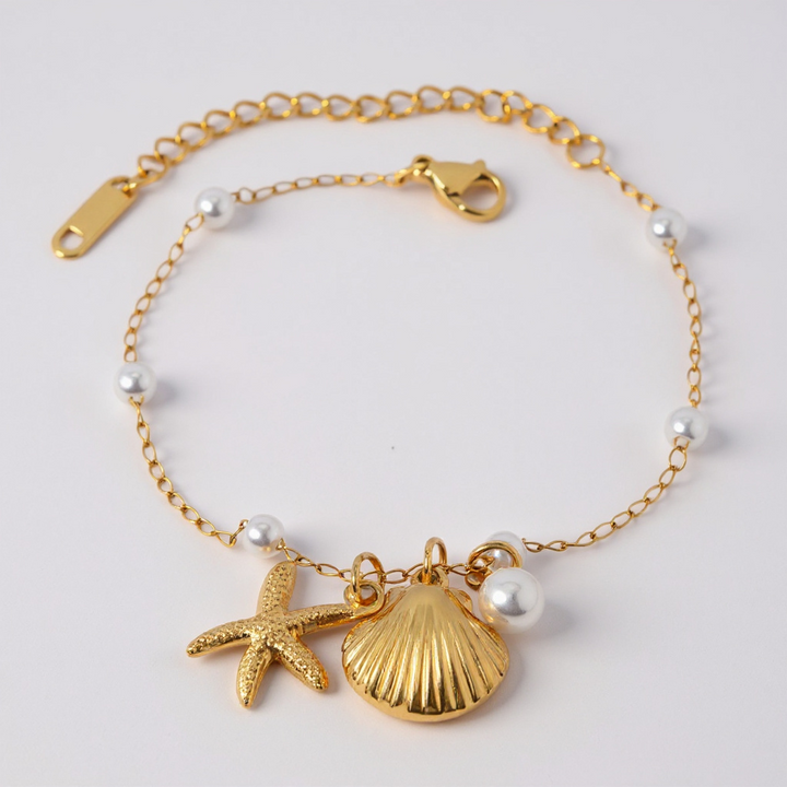 Seaside Elegance Bracelet with Pearls and Charms