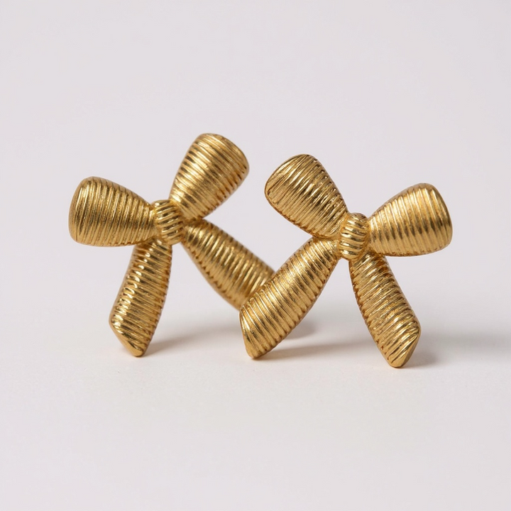 Pendientes de lazo dorado – Acero inoxidable