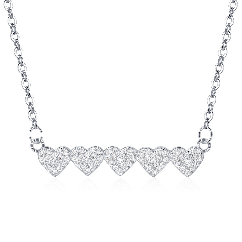 Radiant Hearts: Sterling Silver Cubic Zirconia Necklace