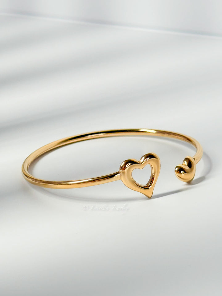 Open Heart Gold Bangle