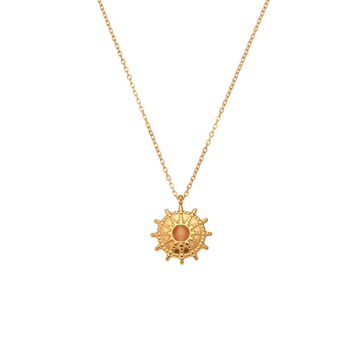 Golden Sunburst Pendant Necklace