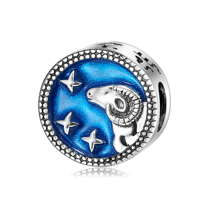 Zodiac Whispers: Celestial Sterling Silver Charm Collection with Enamel Finish