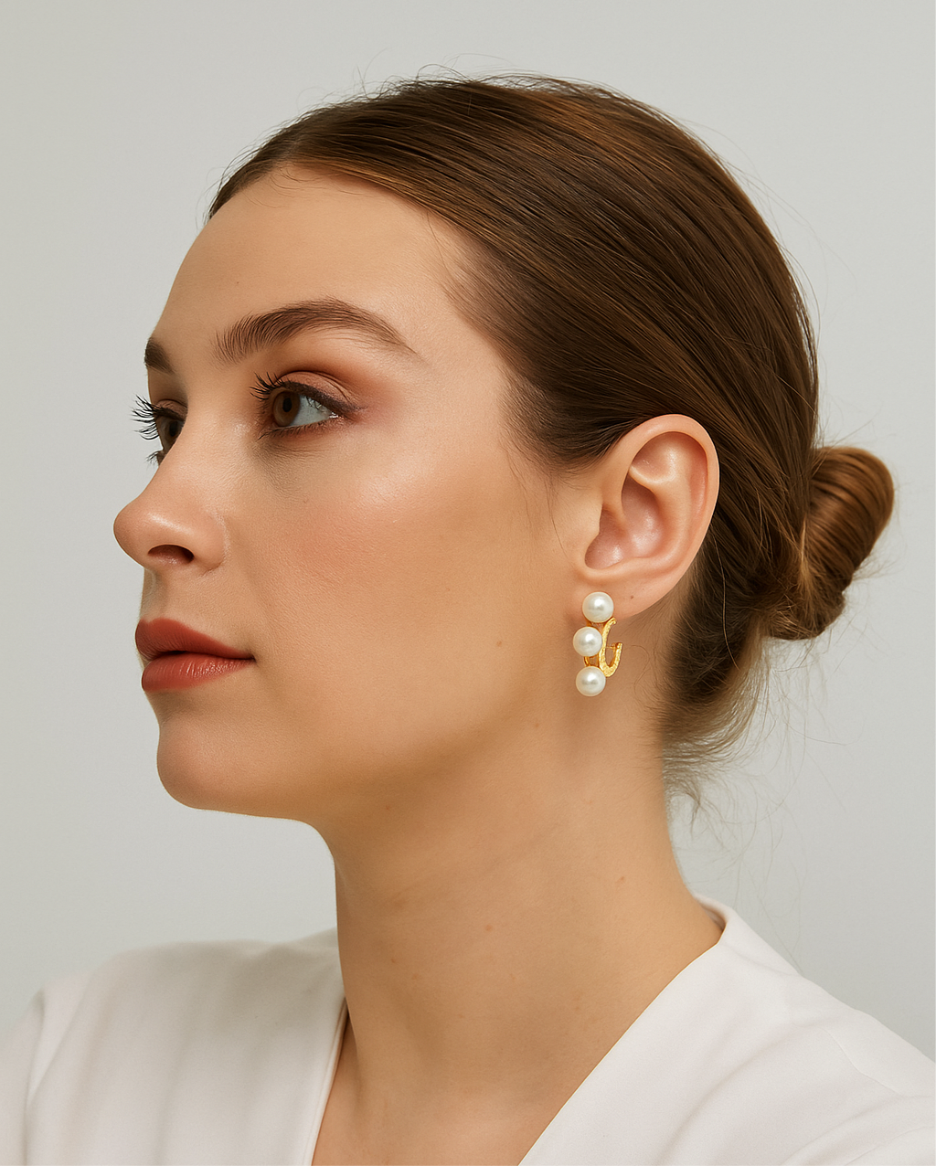 Stainless Steel Pearl Hoop Earrings