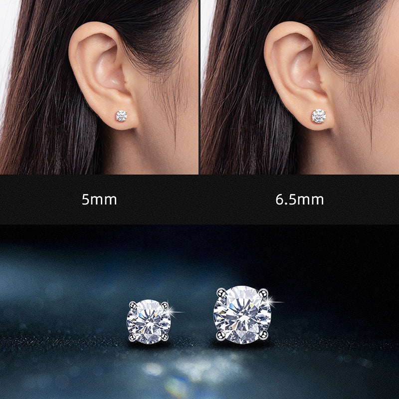 Stud Earrings Sterling Silver 18 Gold Moissanite