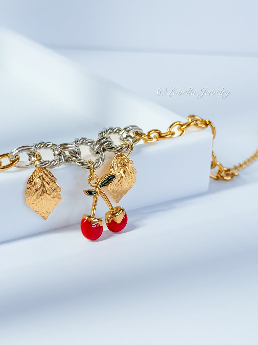 Cherry Charm Bracelet – 18K Gold Stainless Steel