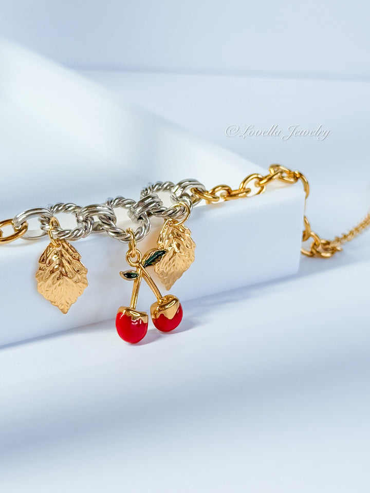 Cherry Charm Bracelet – 18K Gold Stainless Steel