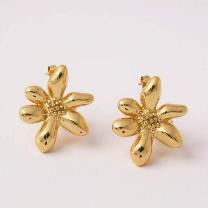 Pendientes florales llamativos de acero inoxidable
