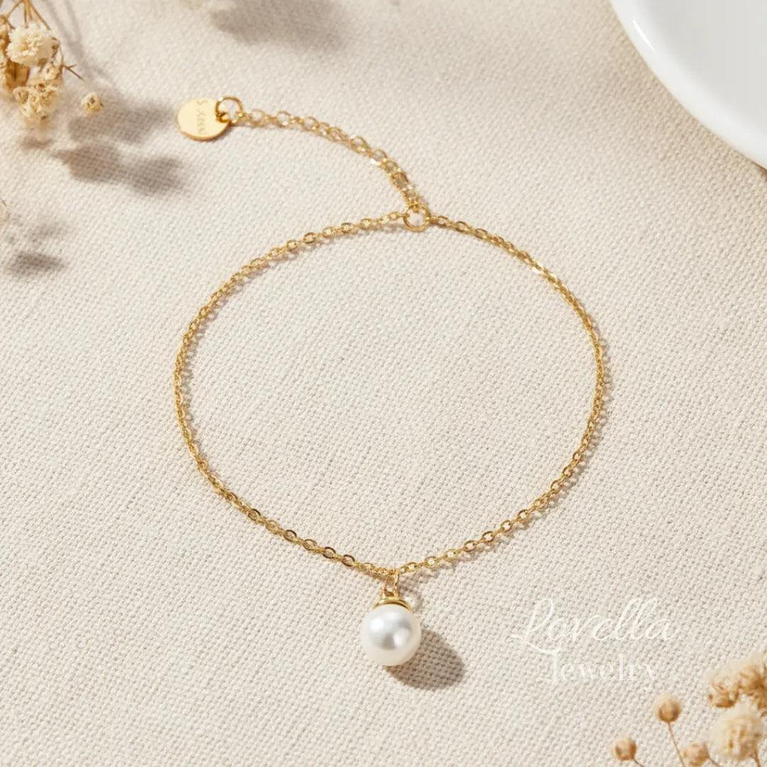 Single Pearl Drop Chain Bracelet