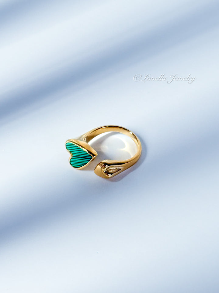 Adjustable Gold Heart Duo Ring – Stainless Steel