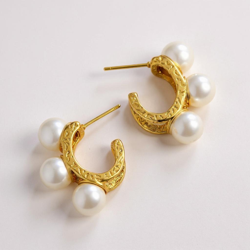 Pendientes de aro de perla de acero inoxidable