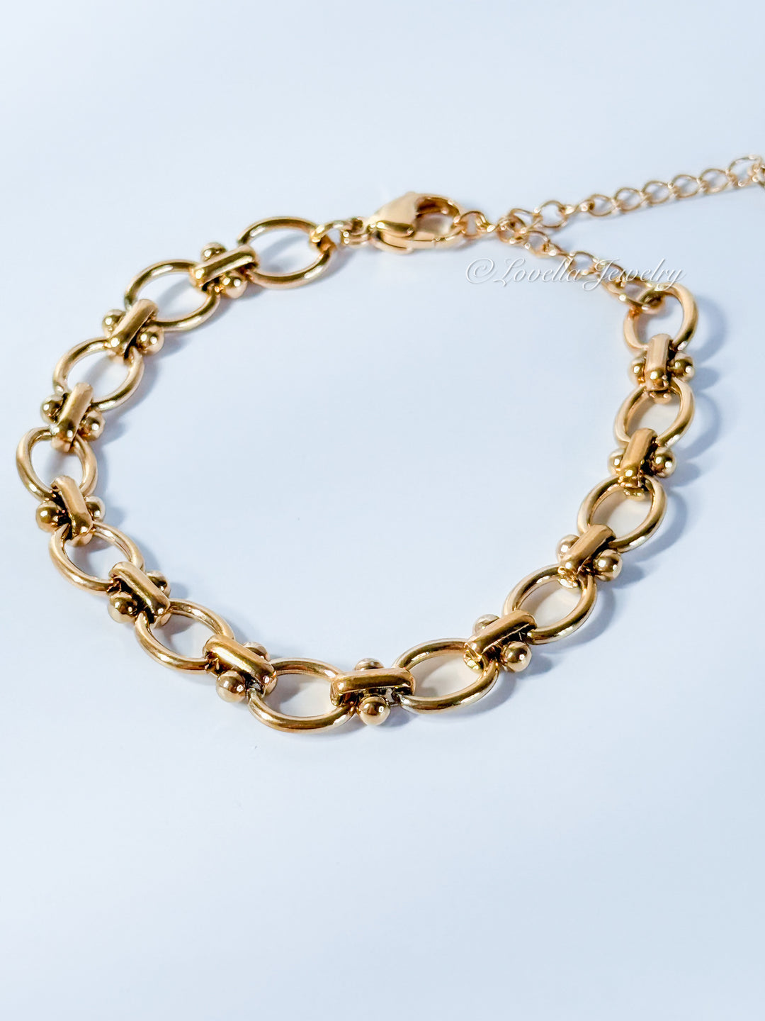 Gold Link Bracelet with Beaded Accents