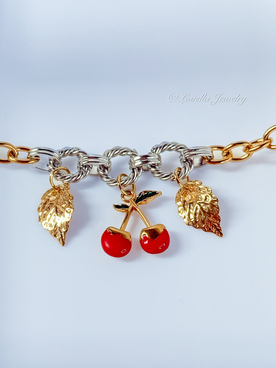 Cherry Charm Bracelet – 18K Gold Stainless Steel