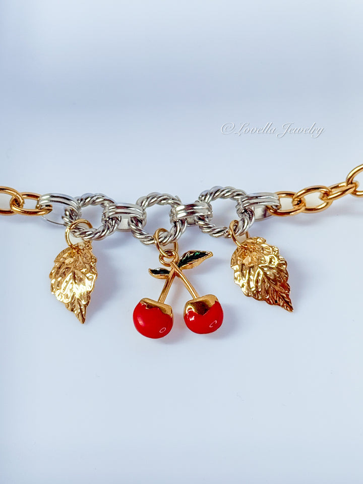 Cherry Charm Bracelet – 18K Gold Stainless Steel