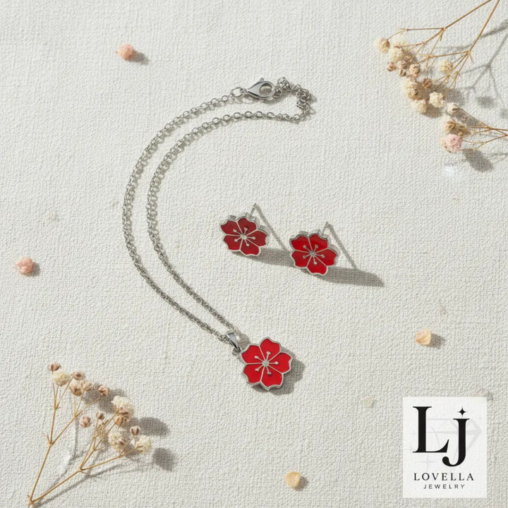 Red Blossom Set (Silver)