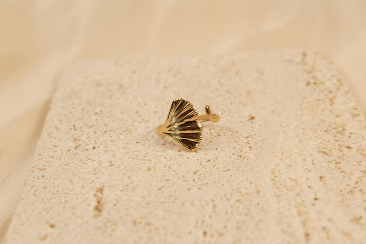 Golden Ginkgo Leaf Adjustable Ring