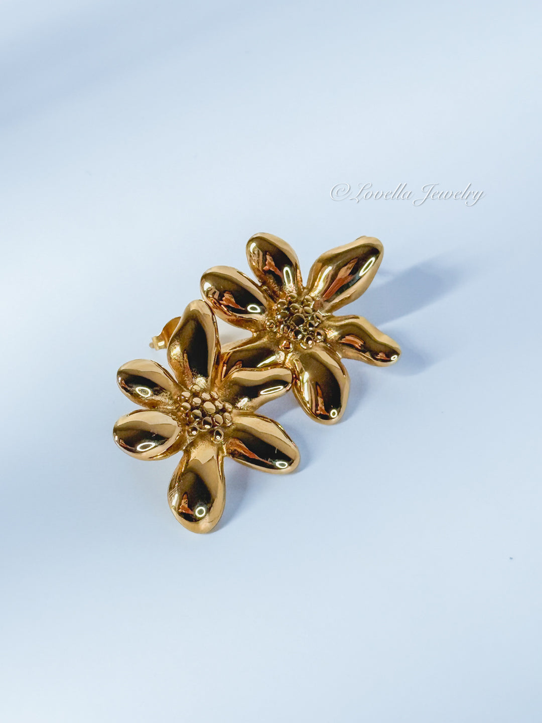 Bold Floral Stainless Steel Earrings