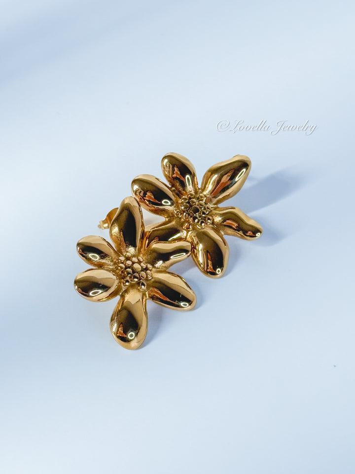 Bold Floral Stainless Steel Earrings