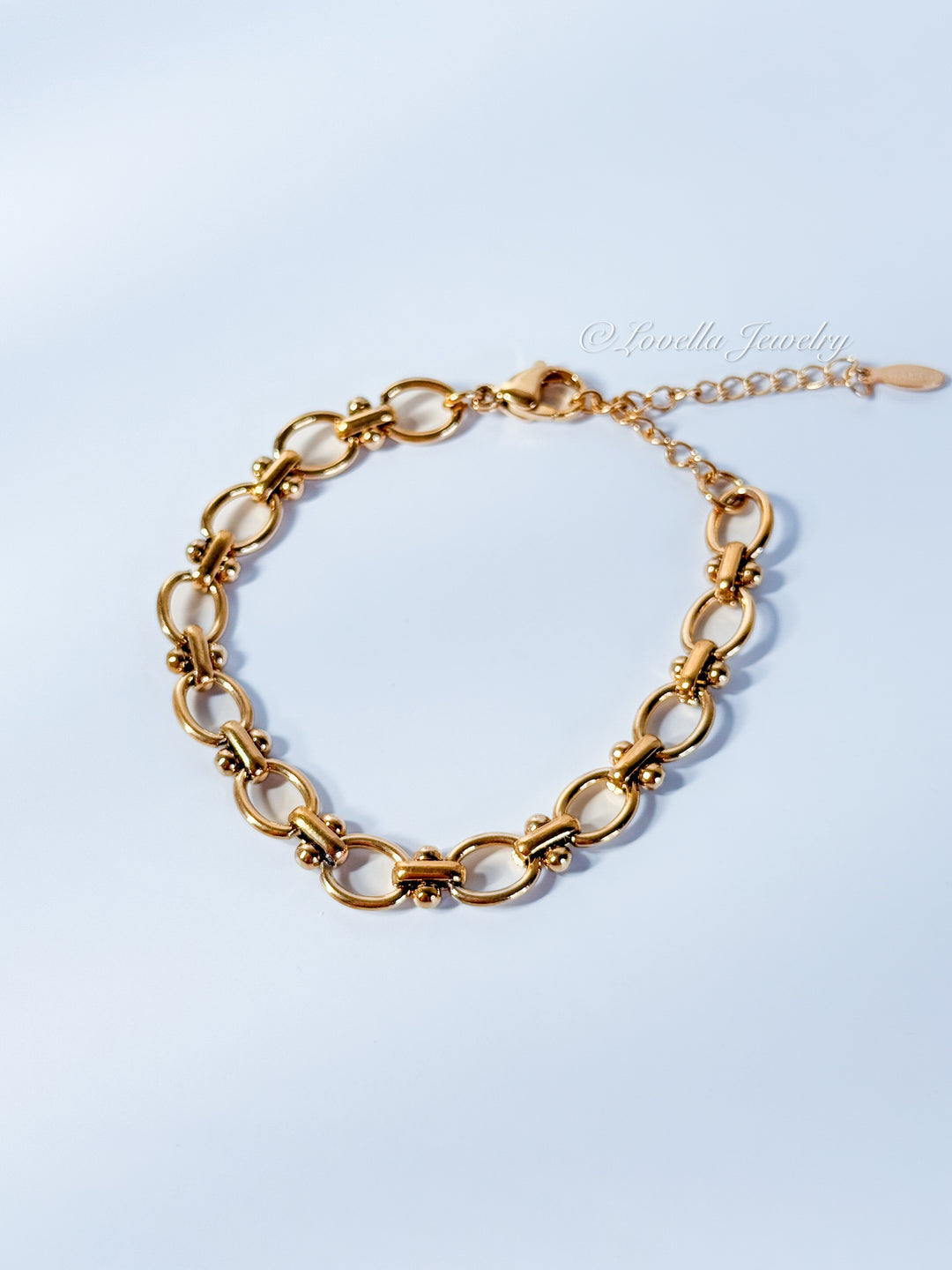 Gold Link Bracelet with Beaded Accents